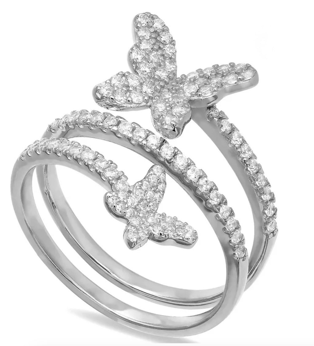Giani Bernini Cubic Zirconia Butterfly Wrap Ring in Sterling Silver Size 8 - NIB