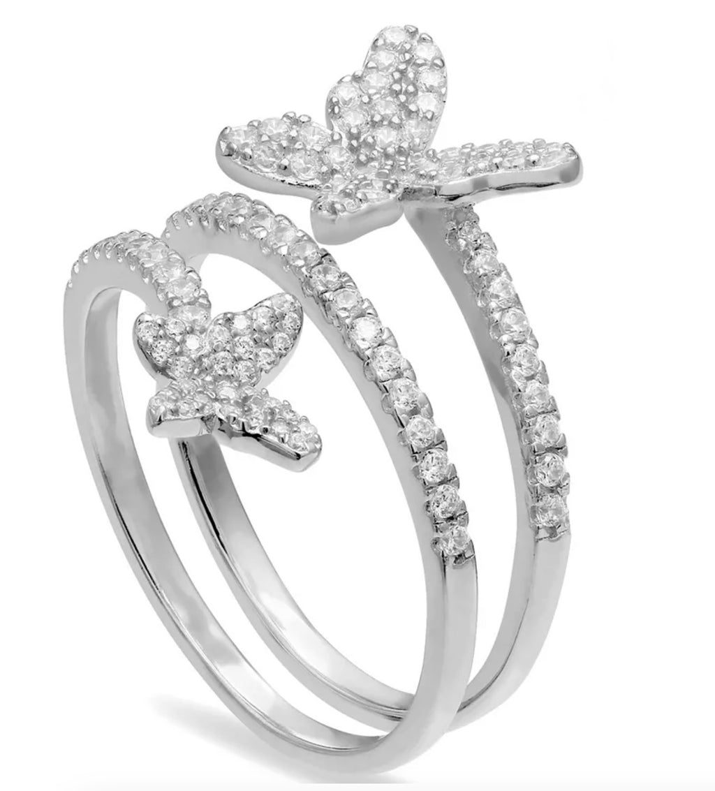 Giani Bernini Cubic Zirconia Butterfly Wrap Ring in Sterling Silver Size 8 - NIB