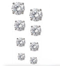 Giani Bernini Sterling Silver Cubic Zirconia Round Stud Earrings 4 pairs - NIB - Image 1