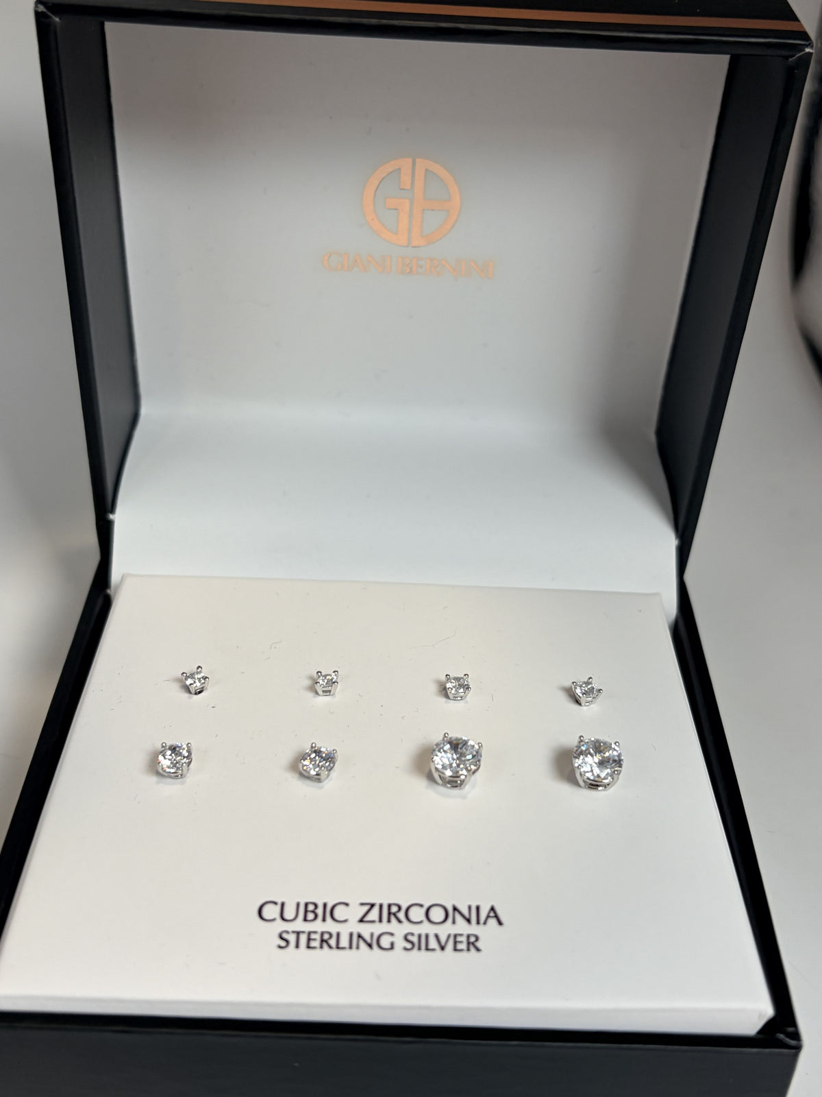 Giani Bernini Sterling Silver Cubic Zirconia Stud Earrings 4 pr - NIB - Image 2