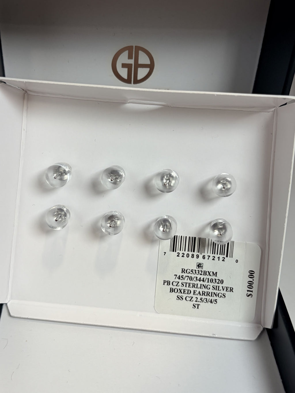 Giani Bernini Sterling Silver Cubic Zirconia Stud Earrings 4 pr - NIB - Image 3