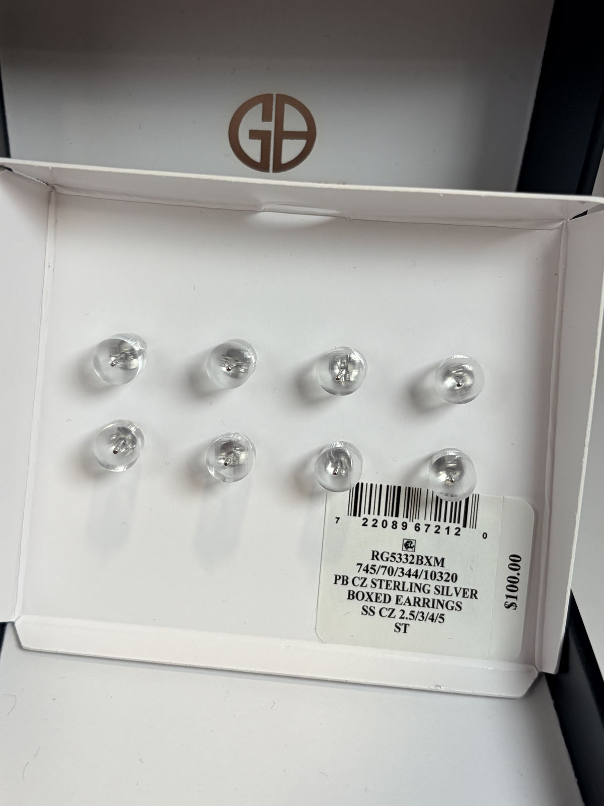 Giani Bernini Sterling Silver Cubic Zirconia Stud Earrings 4 pr - NIB - Image 3