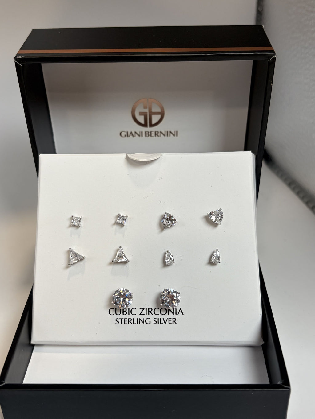 Giani Bernini Sterling Silver Cubic Zirconia Stud Earrings 5 pr - NIB - Image 1