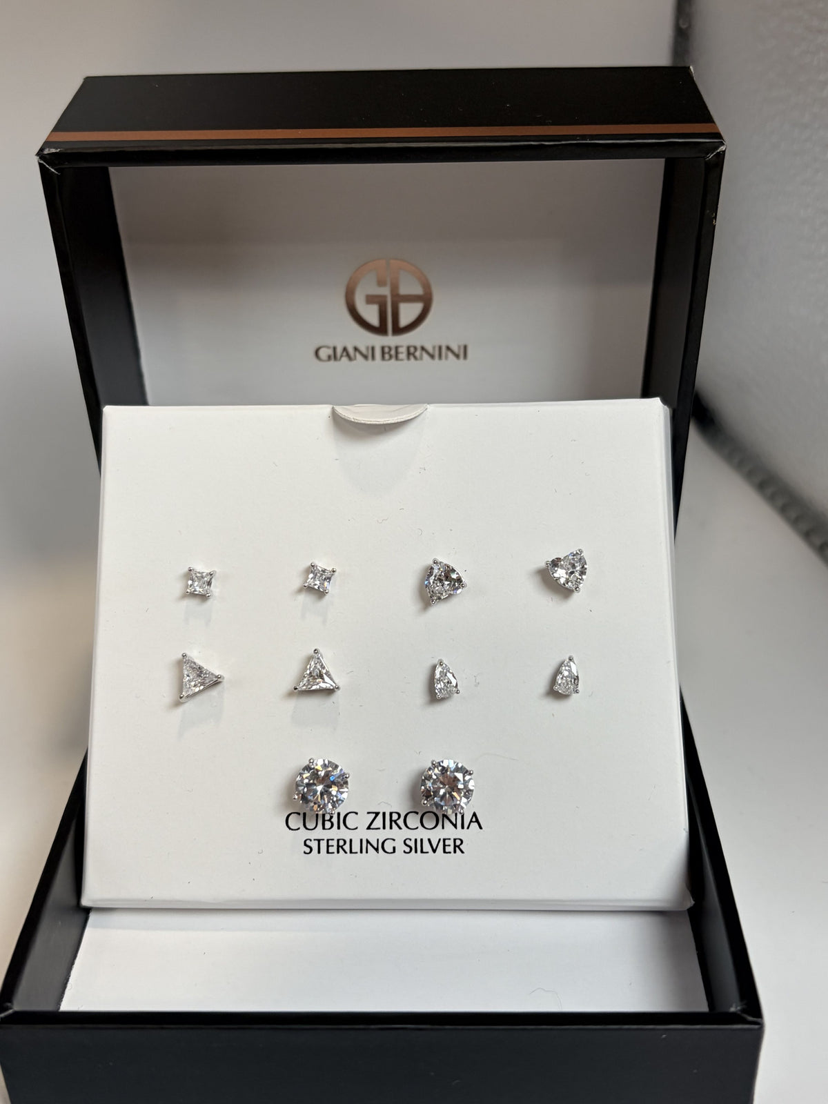 Giani Bernini Sterling Silver Cubic Zirconia Stud Earrings 5 pr - NIB - Image 1