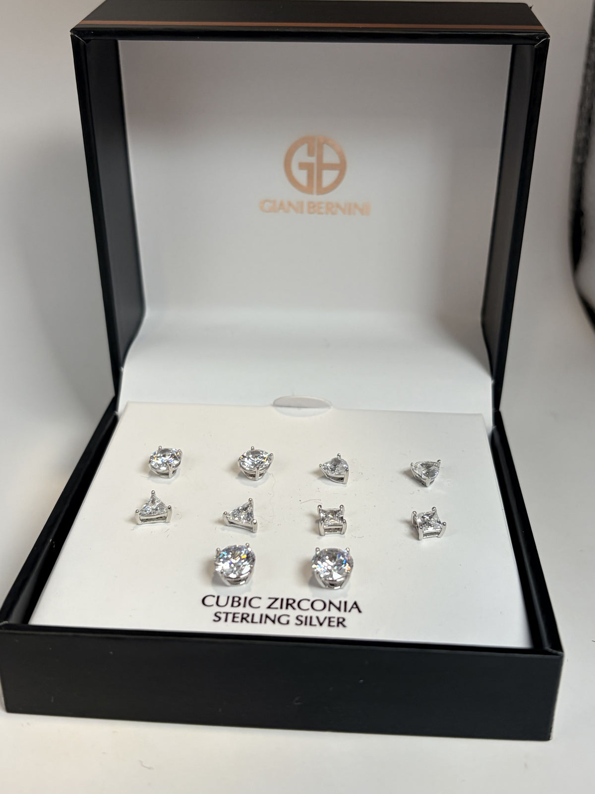 Giani Bernini Sterling Silver Cubic Zirconia Stud Earrings 5 pr - NIB - Image 2