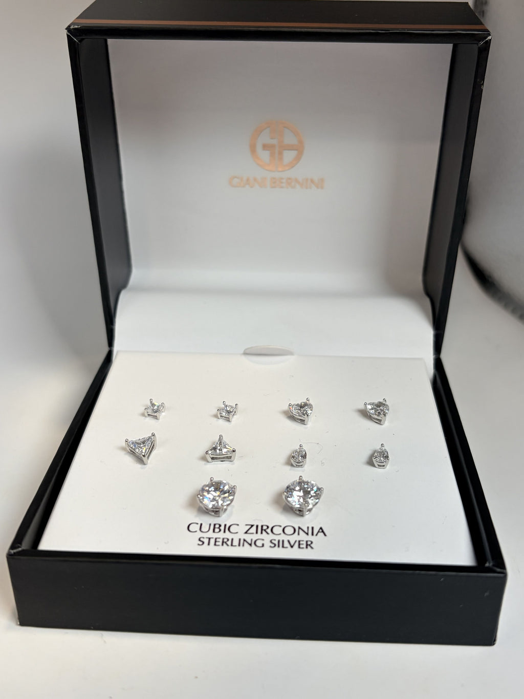Giani Bernini Sterling Silver Cubic Zirconia Stud Earrings 5 pr - NIB - Image 2