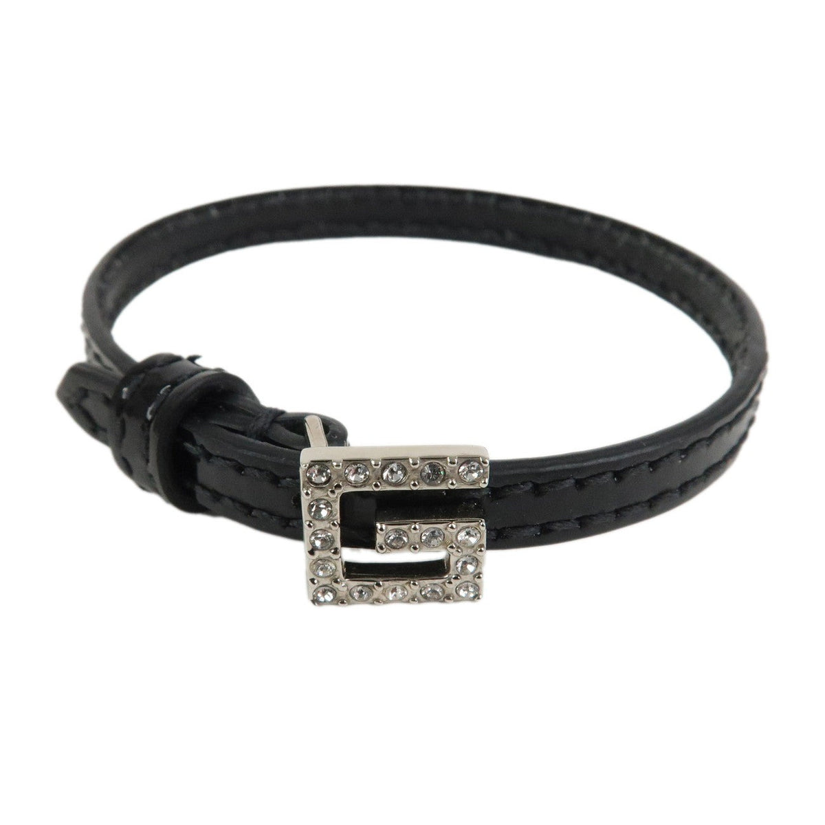 7587 - Gucci Square G Patent Leather Rhinestone Bracelet Black - Size Small - Image 1