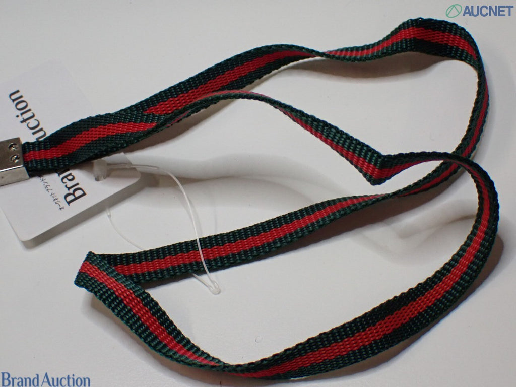 7607 - Gucci Sherry Line Green Red Canvas Key Holder Lanyard - Image 4