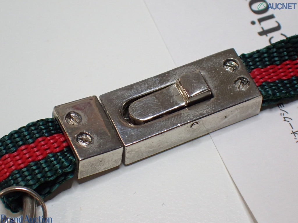7607 - Gucci Sherry Line Green Red Canvas Key Holder Lanyard - Image 5