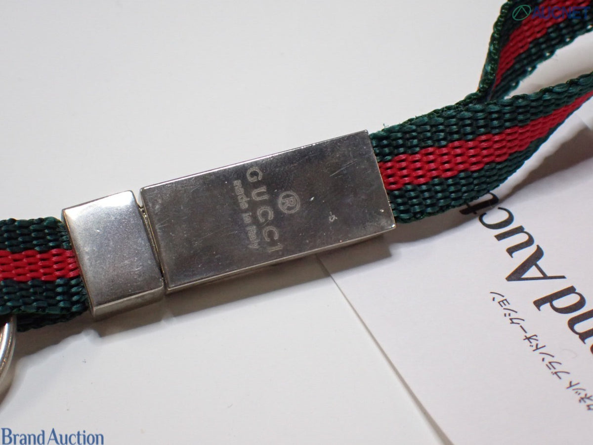 7607 - Gucci Sherry Line Green Red Canvas Key Holder Lanyard - Image 6