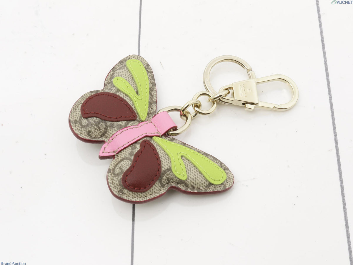 7623 - Gucci GG Supreme Butterfly Keychain Bag Charm Leather - Image 1