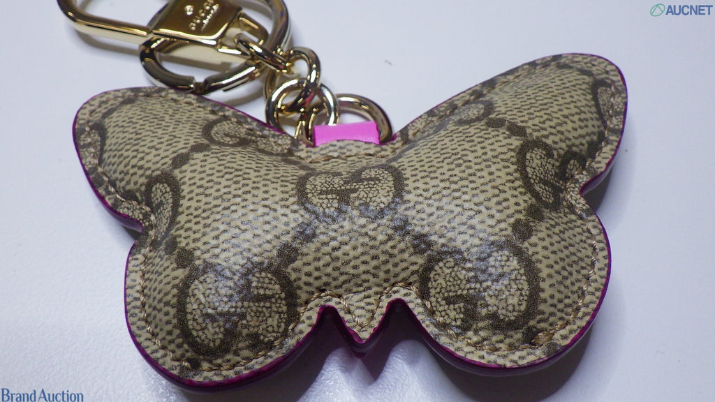 7623 - Gucci GG Supreme Butterfly Keychain Bag Charm Leather - Image 5