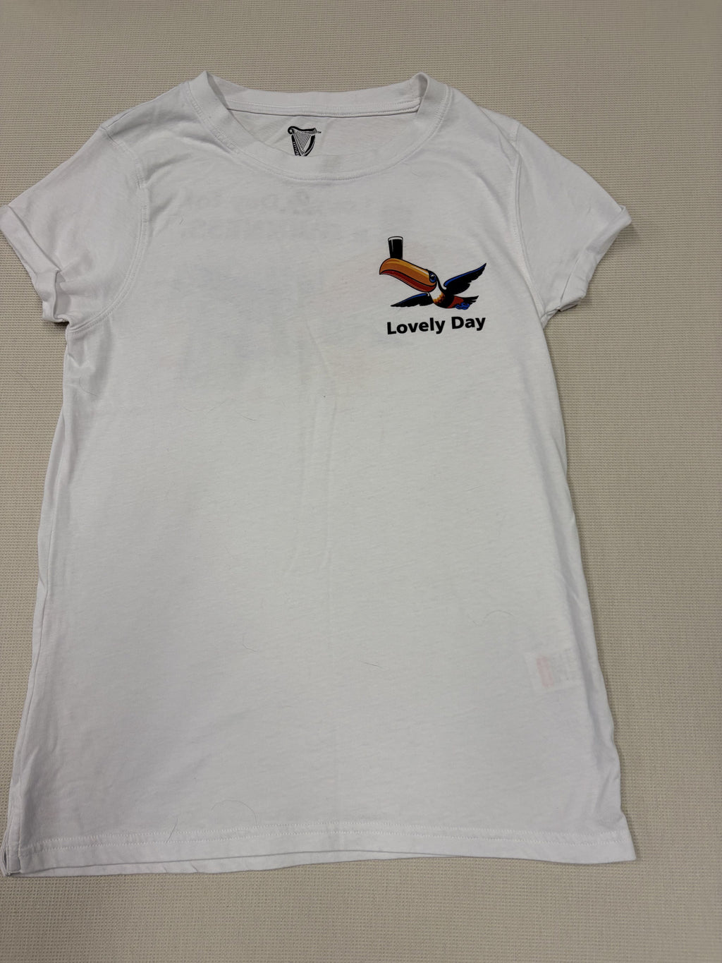 Guinness Lovely Day Flying Toucan T-Shirt White Ladies EU-XL US-L Size L - Image 1