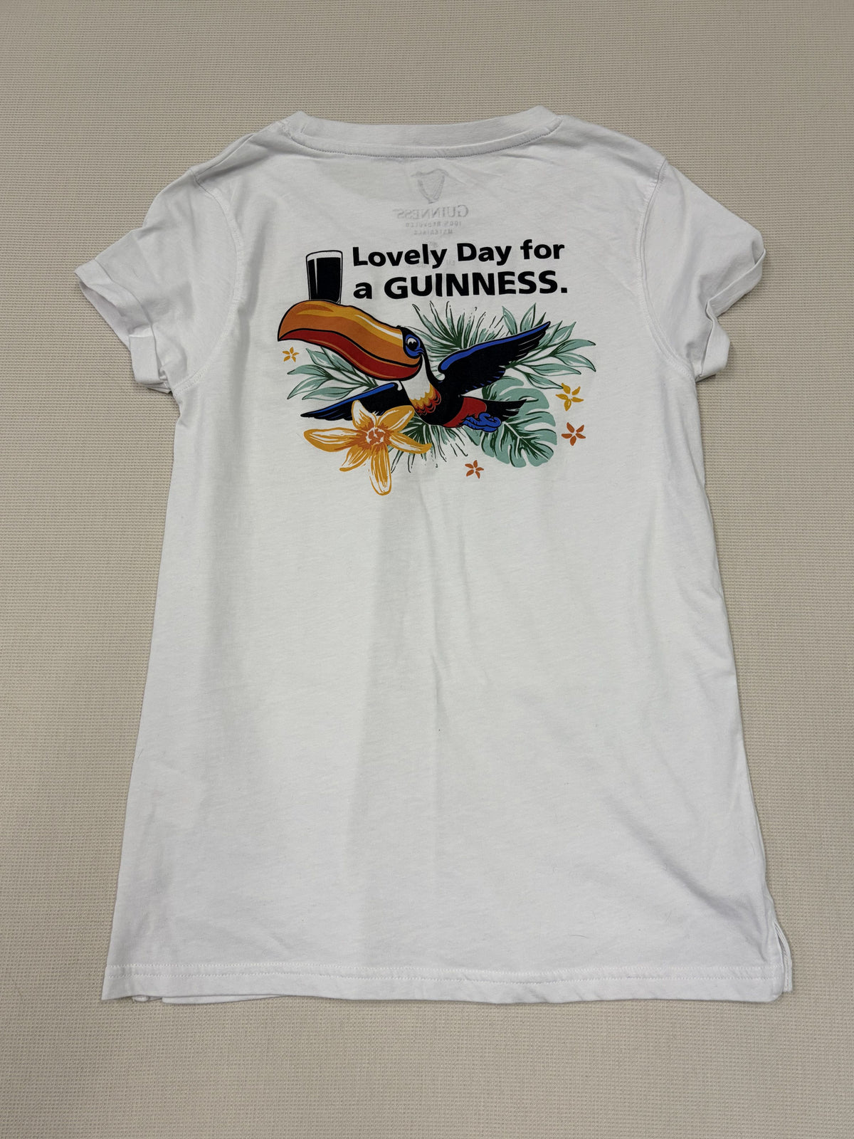 Guinness Lovely Day Flying Toucan T-Shirt White Ladies EU-XL US-L Size L - Image 4