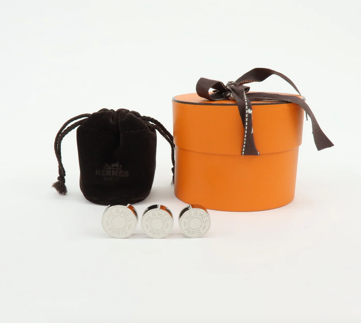 7554 - Hermès Clou de Selle Scarf Ring Set of 3 Silver-tone Metal - Image 1