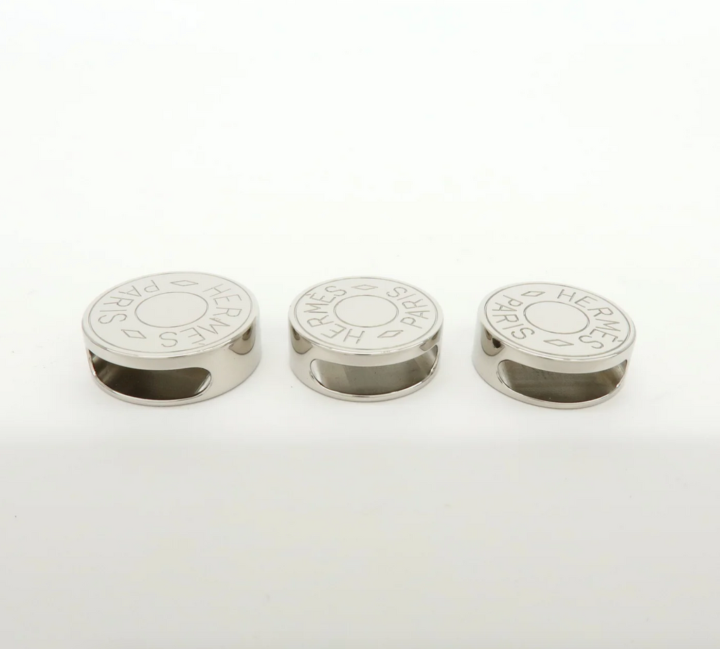 7554 - Hermès Clou de Selle Scarf Ring Set of 3 Silver-tone Metal - Image 4