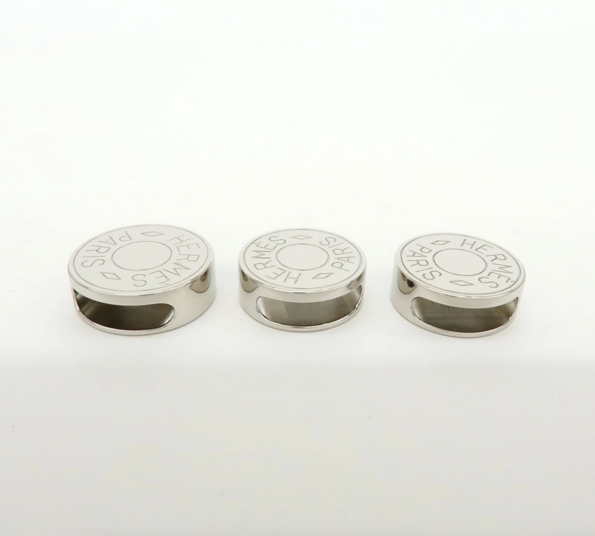 7554 - Hermès Clou de Selle Scarf Ring Set of 3 Silver-tone Metal - Image 4