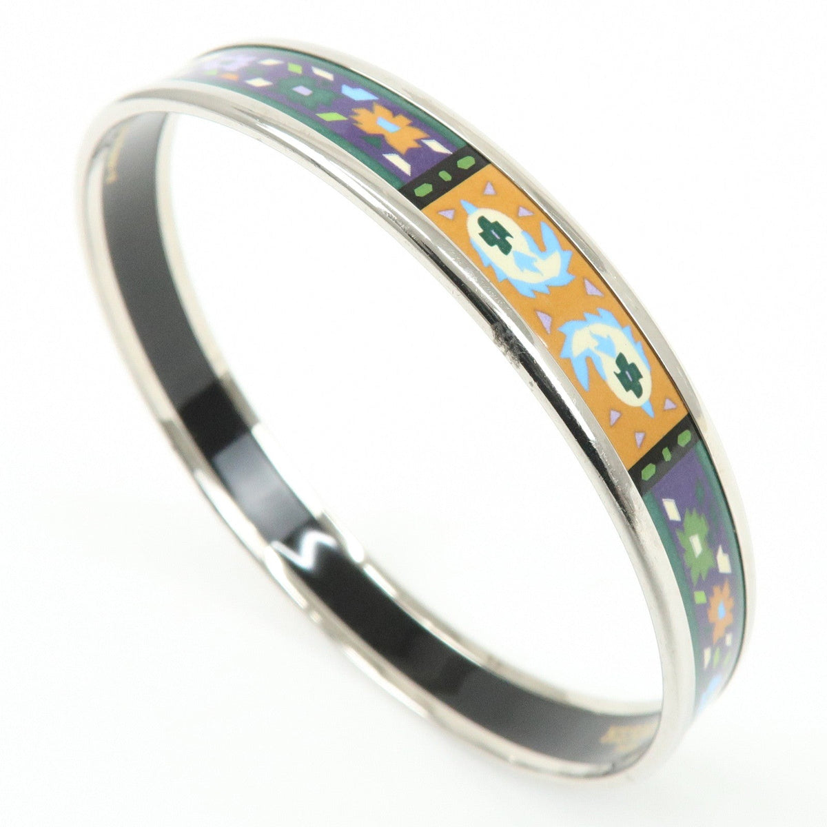 7591 - Hermès Enamel PM Bangle Bracelet Multicolor Geometric - Image 11