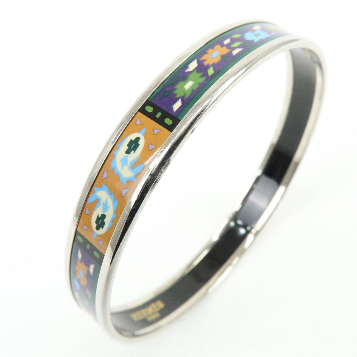 7591 - Hermès Enamel PM Bangle Bracelet Multicolor Geometric - Image 7