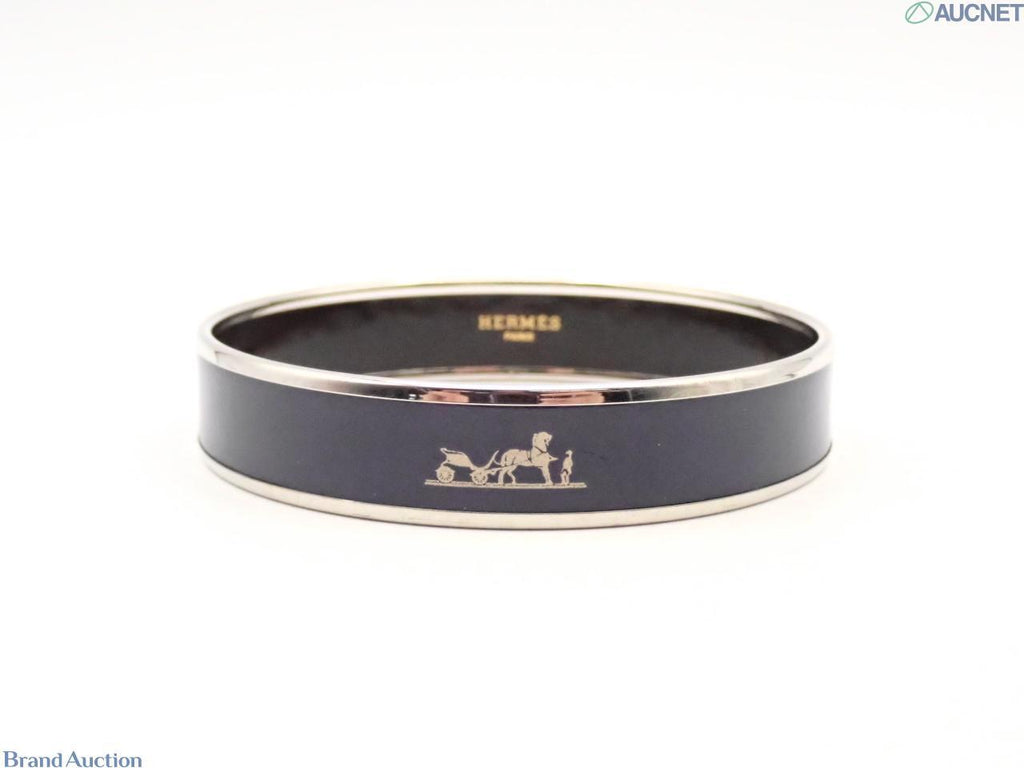 7601 - Hermès Calèche Wide Enamel Bangle Horse-Drawn Carriage Black Palladium - Image 1