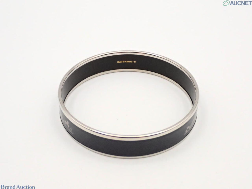 7601 - Hermès Calèche Wide Enamel Bangle Horse-Drawn Carriage Black Palladium - Image 2
