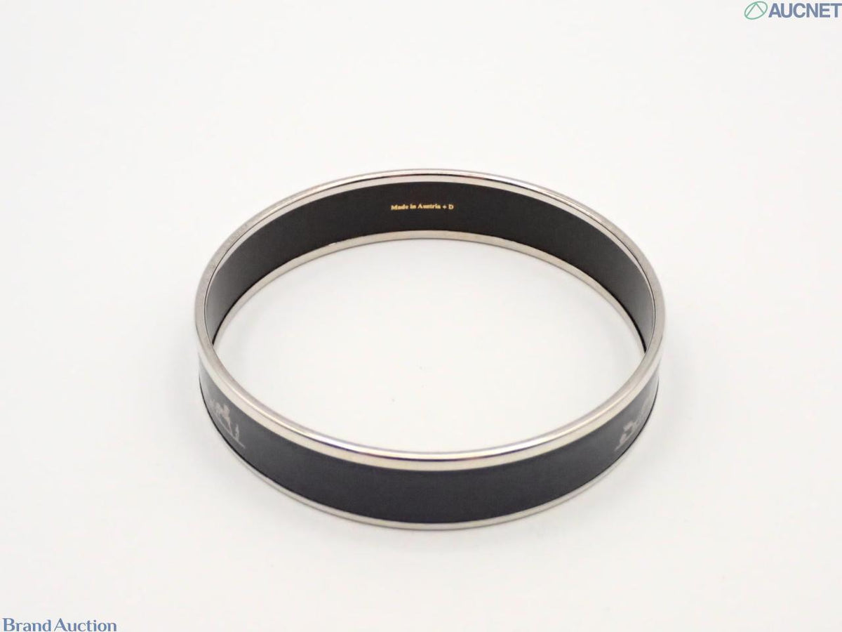 7601 - Hermès Calèche Wide Enamel Bangle Horse-Drawn Carriage Black Palladium - Image 2