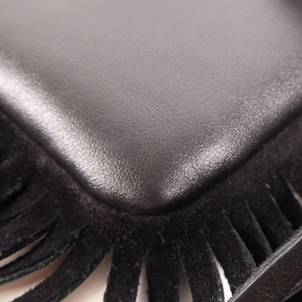6940 - Saint Laurent Side Fringe Clutch With Strap Black