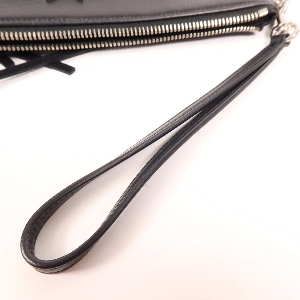 6940 - Saint Laurent Side Fringe Clutch With Strap Black