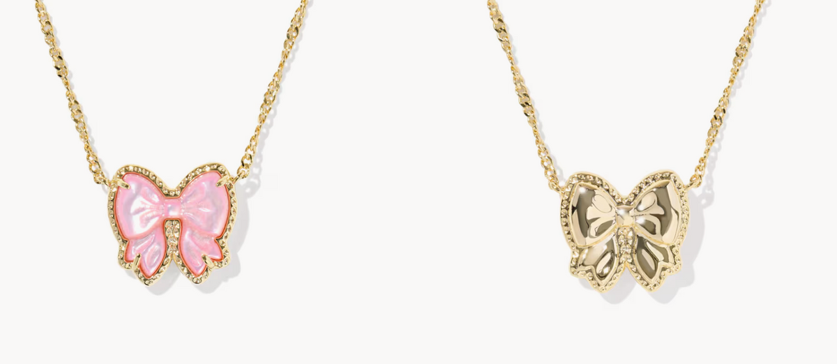 Kendra Scott Haley Bow Gold Short Pendant Necklace Pink Gold Necklace Women's - Image 7