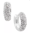 Lauren Ralph Lauren 60515632 Silver Tone Pavé Huggie Hoop Earrings Women's - Image 1