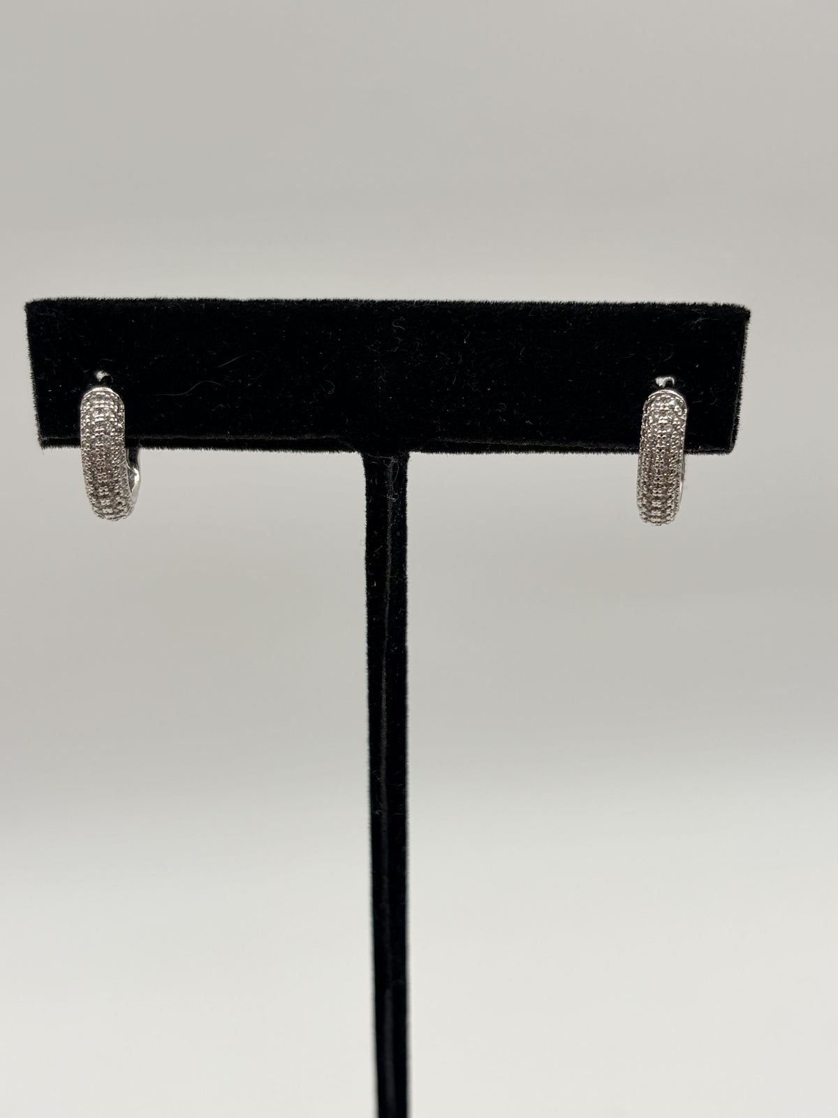 Lauren Ralph Lauren 60515632 Silver Tone Pavé Huggie Hoop Earrings Women's - Image 5
