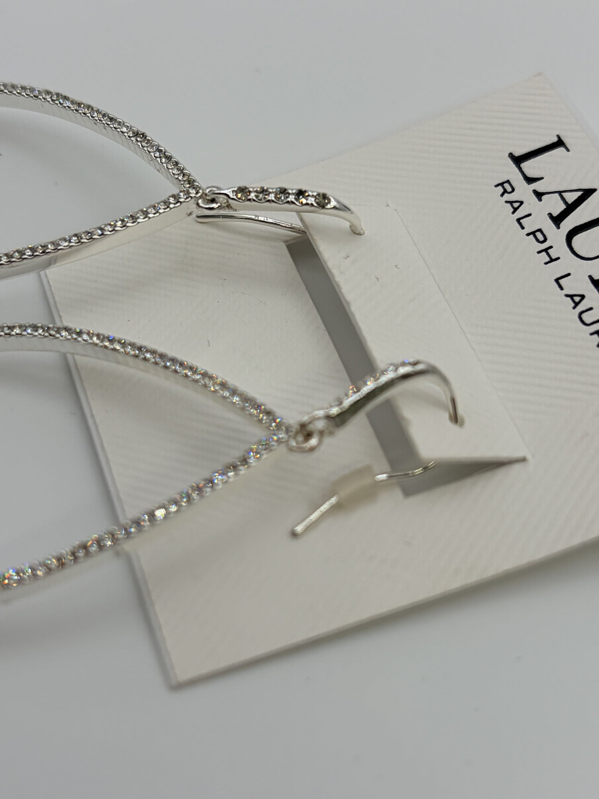 Lauren Ralph Lauren Crystal Teardrop Dangle Earrings Silver Rhinestone Women's - Image 5