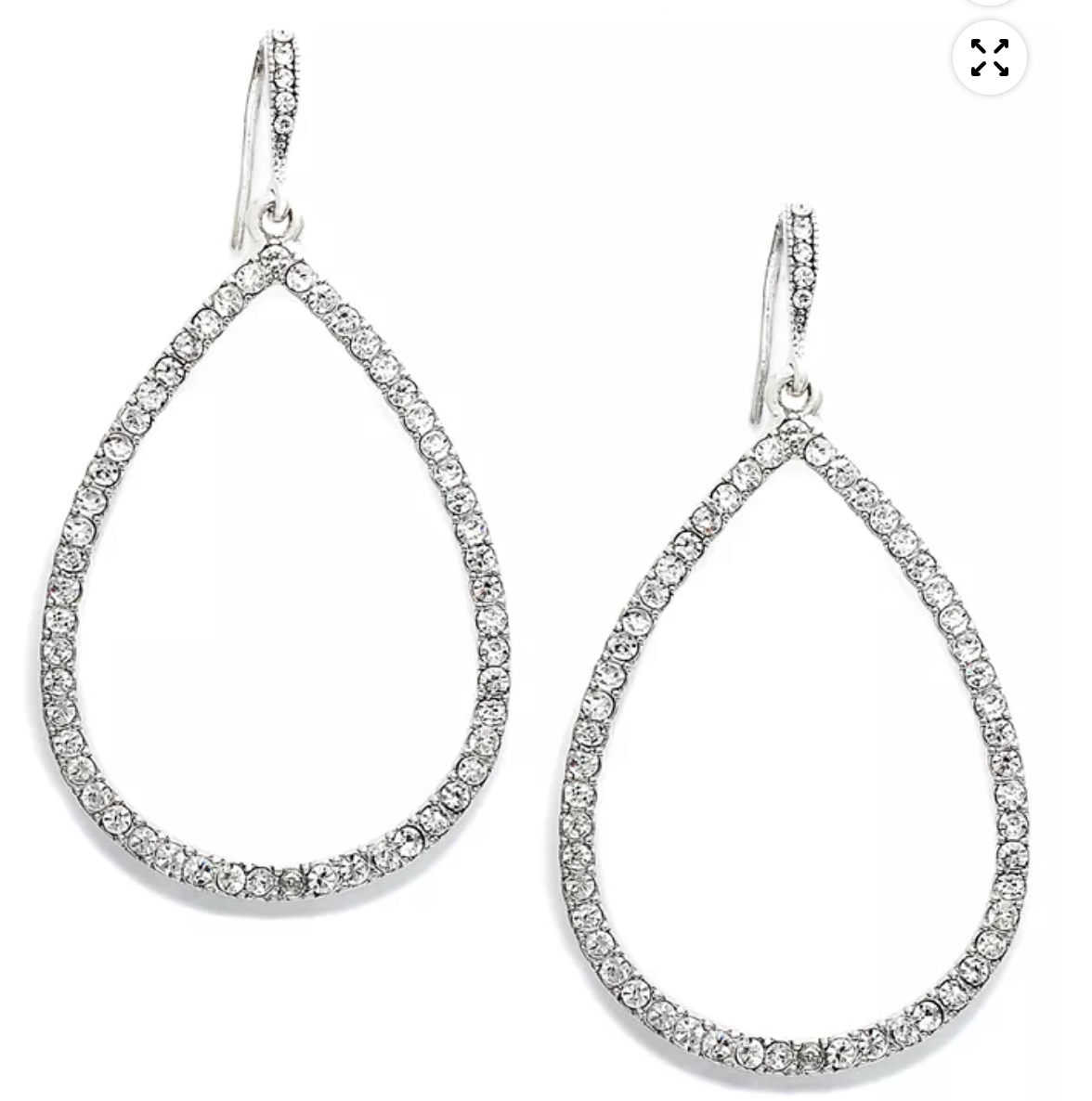 Lauren Ralph Lauren Crystal Teardrop Dangle Earrings Silver Rhinestone Women's - Image 1