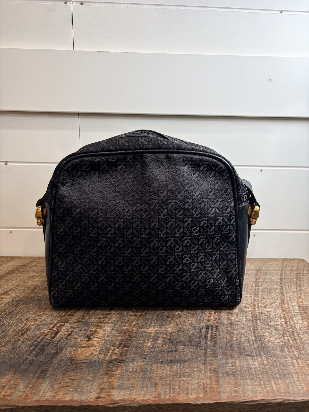 7497 - Loewe Vintage Anagram and Leather Shoulder Bag Black - Image 2