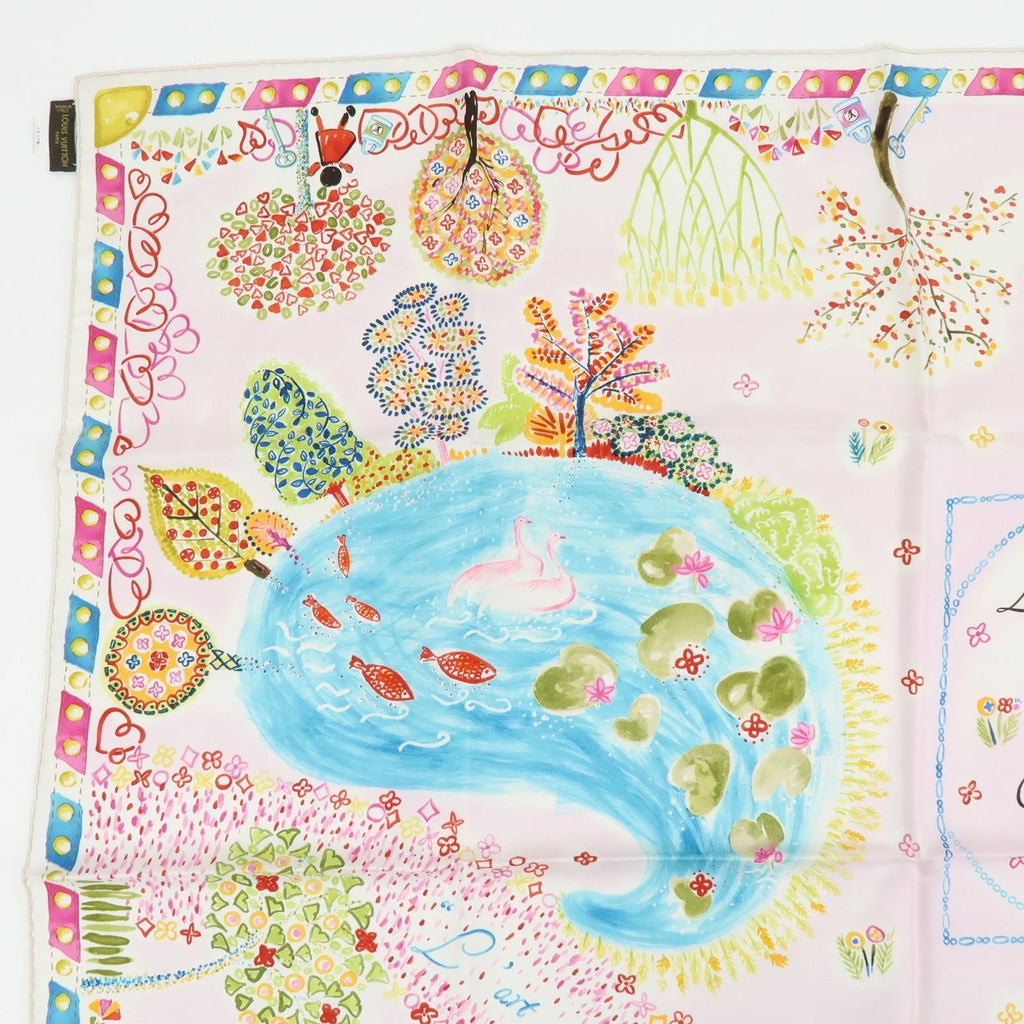 6835 - Louis Vuitton 100% Silk Scarf Voyage Autour De Ma Malle Promenade Kyoto Pink - Image 19