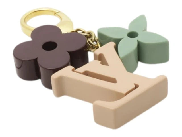 7528 - Louis Vuitton Key Ring Multi Color Resin Flower & LV Logo Charm - Image 2