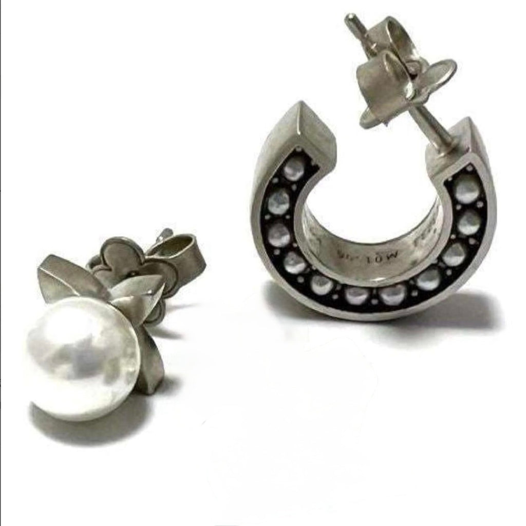 7576 - Louis Vuitton Pearl and Hoop Earrings - Silver-tone & Pearl - Image 1