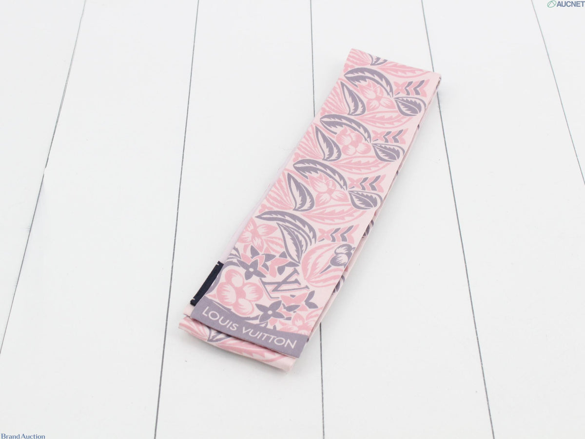 7621 - Louis Vuitton Silk Bandeau Pink Floral Monogram Scarf - Image 1