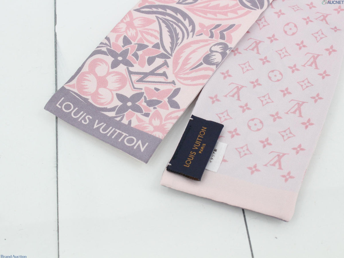 7621 - Louis Vuitton Silk Bandeau Pink Floral Monogram Scarf - Image 3