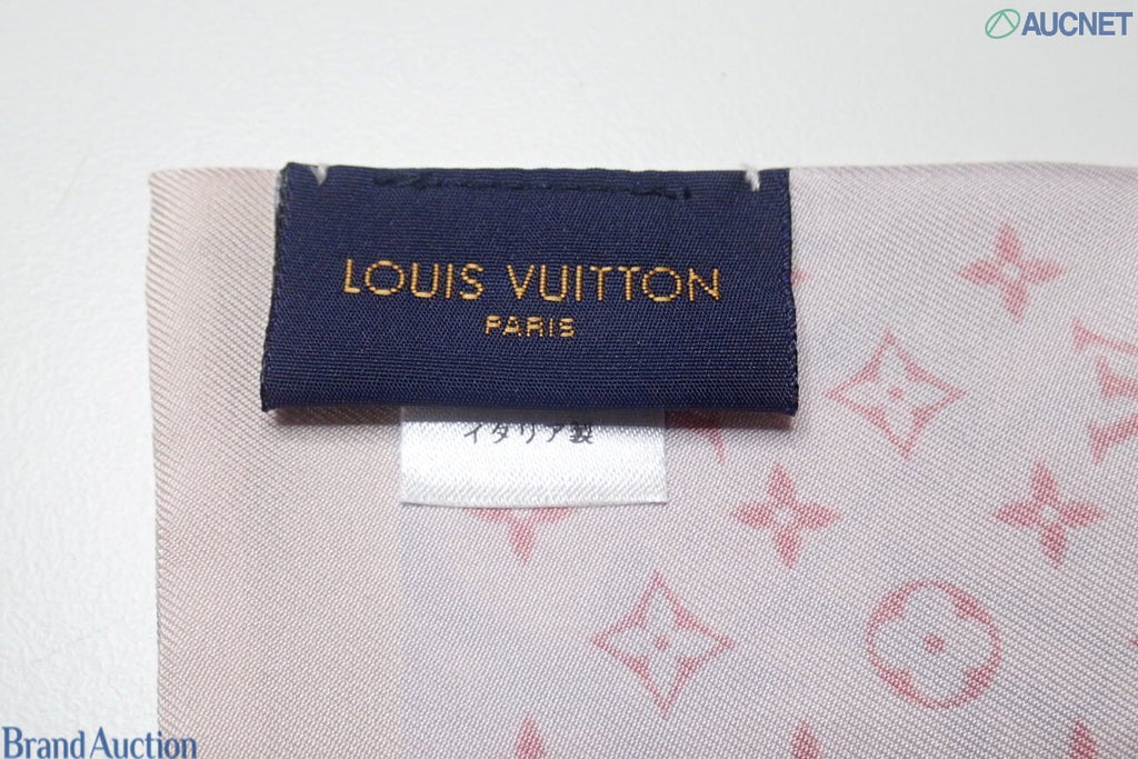 7621 - Louis Vuitton Silk Bandeau Pink Floral Monogram Scarf - Image 4