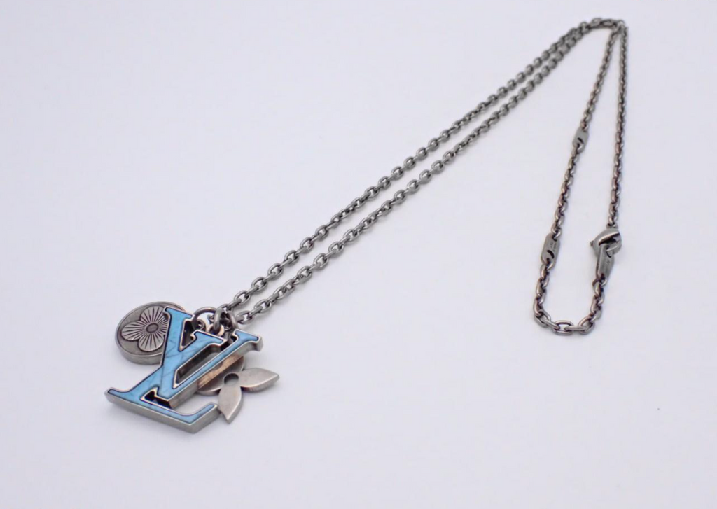 7664 - Louis Vuitton Turquoise LV Initiales Pendant Necklace - Image 2