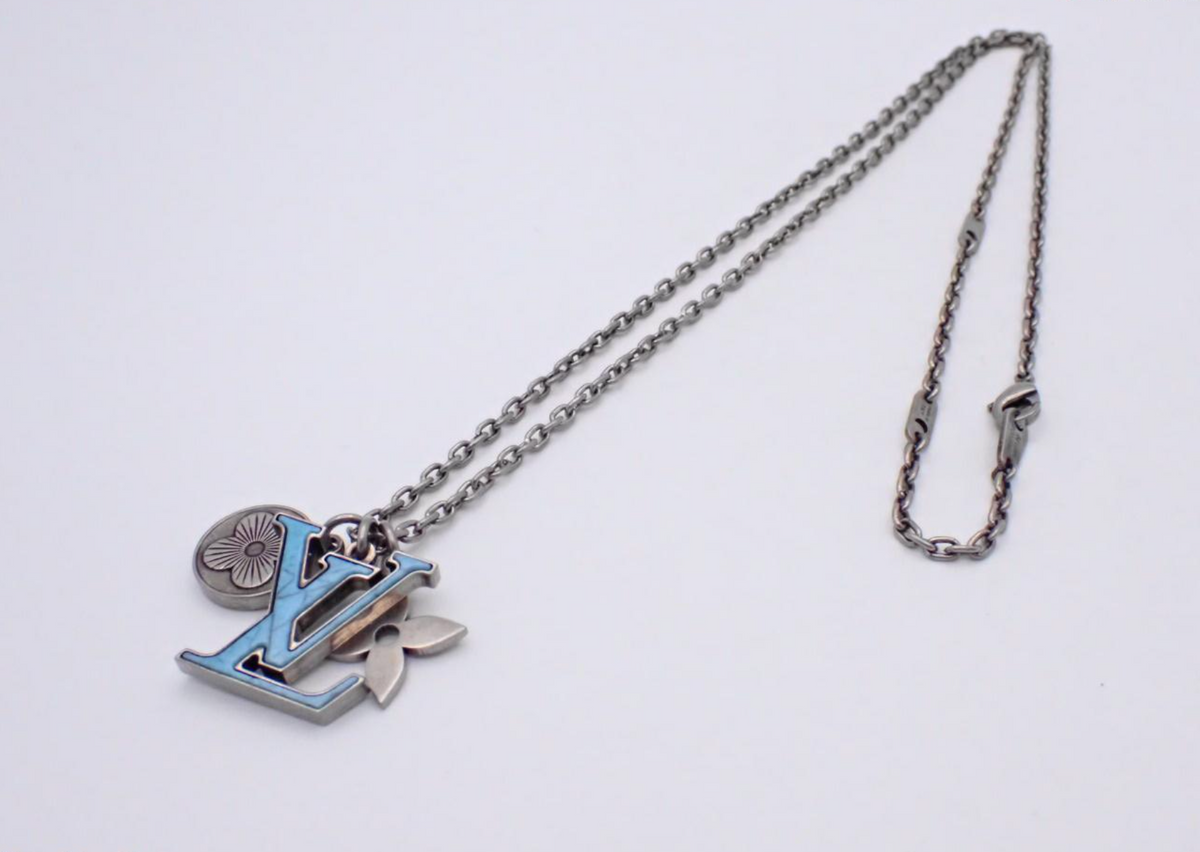 7664 - Louis Vuitton Turquoise LV Initiales Pendant Necklace - Image 2
