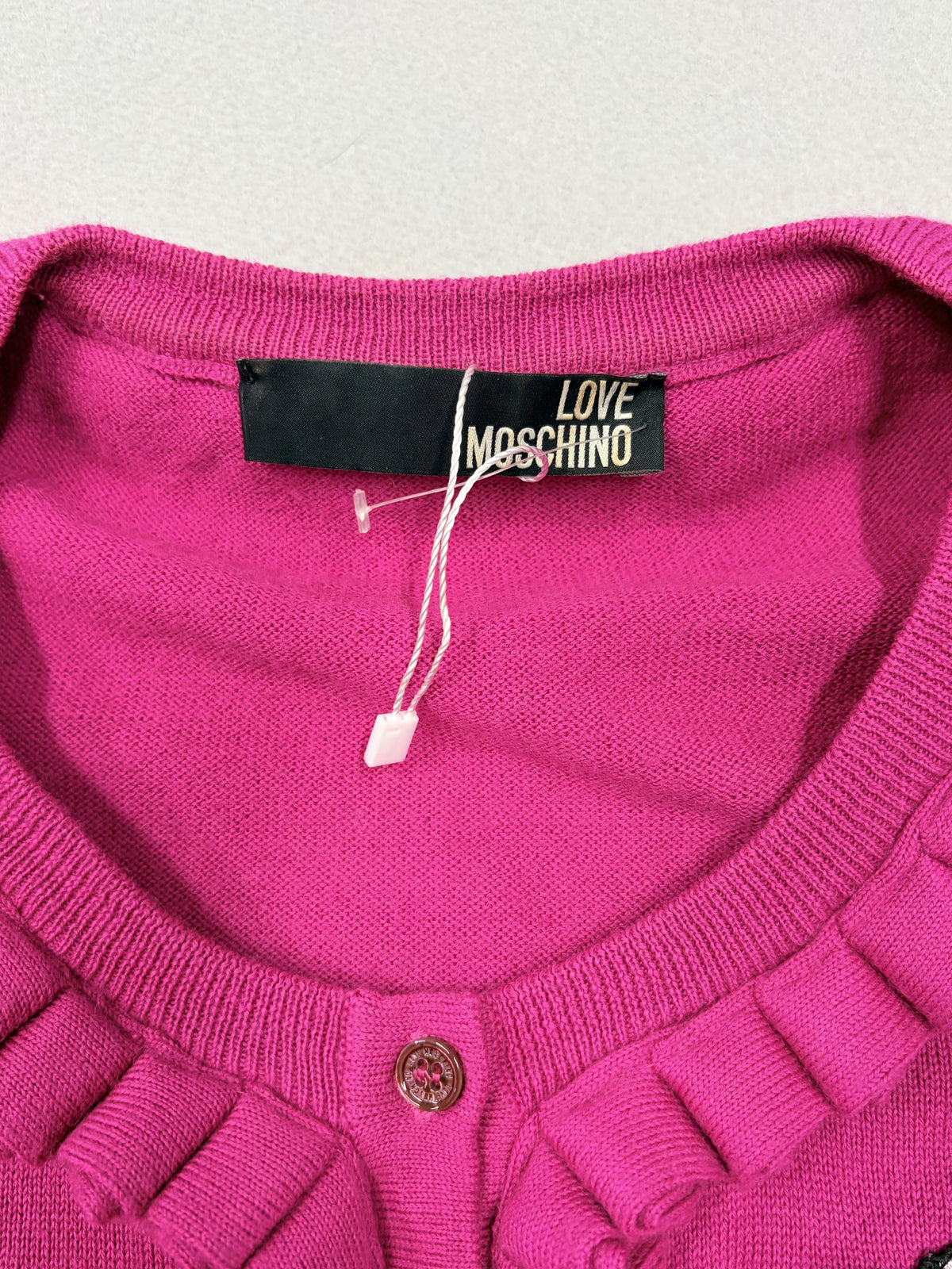 Love Moschino Pink Knit Sweater Cherry Cupcake Patch New - Size 8 / Fuchsia / New with Tags - Image 3