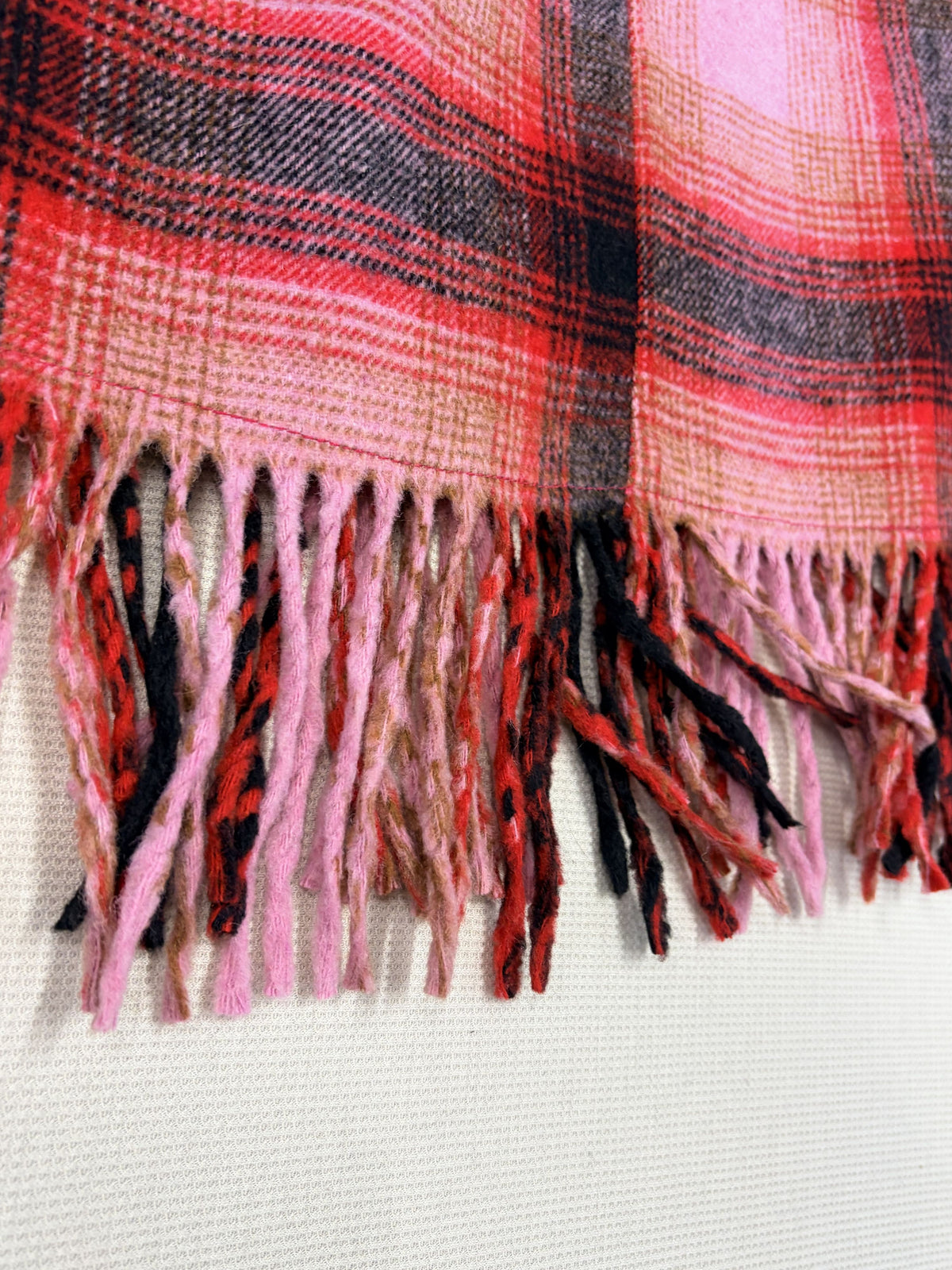 Maeve Anthropologie Plaid Wool Skirt Fringe Hem - Size 10 / Fuchsia / Excellent - Image 6