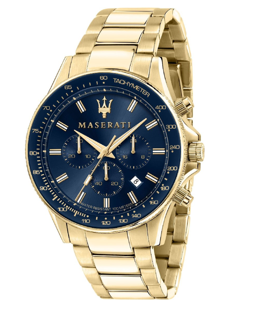 Maserati Sfida R8873640008 Chronograph Mens Blue Dial Gold Tone - Image 9