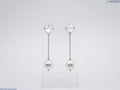 7612 - Miu Miu Solitaire Jewels Earrings Silver White Drop Post Back - Image 1