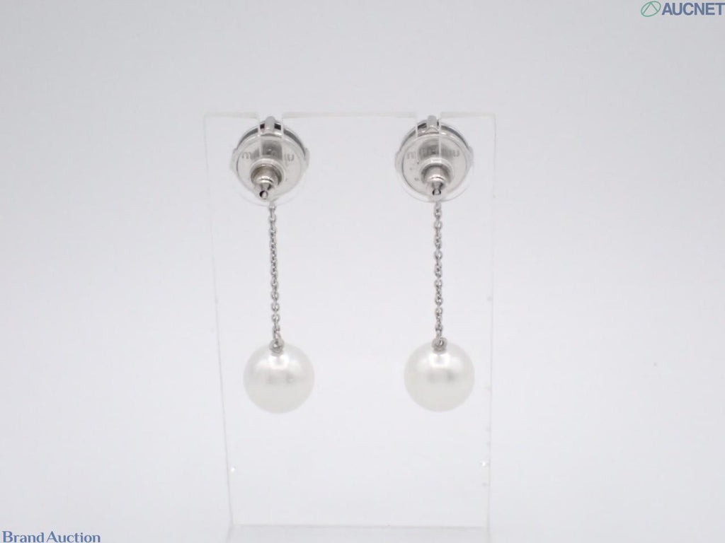 7612 - Miu Miu Solitaire Jewels Earrings Silver White Drop Post Back - Image 2