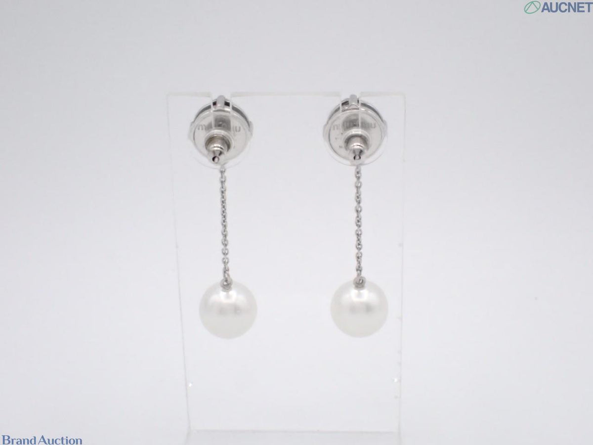 7612 - Miu Miu Solitaire Jewels Earrings Silver White Drop Post Back - Image 2