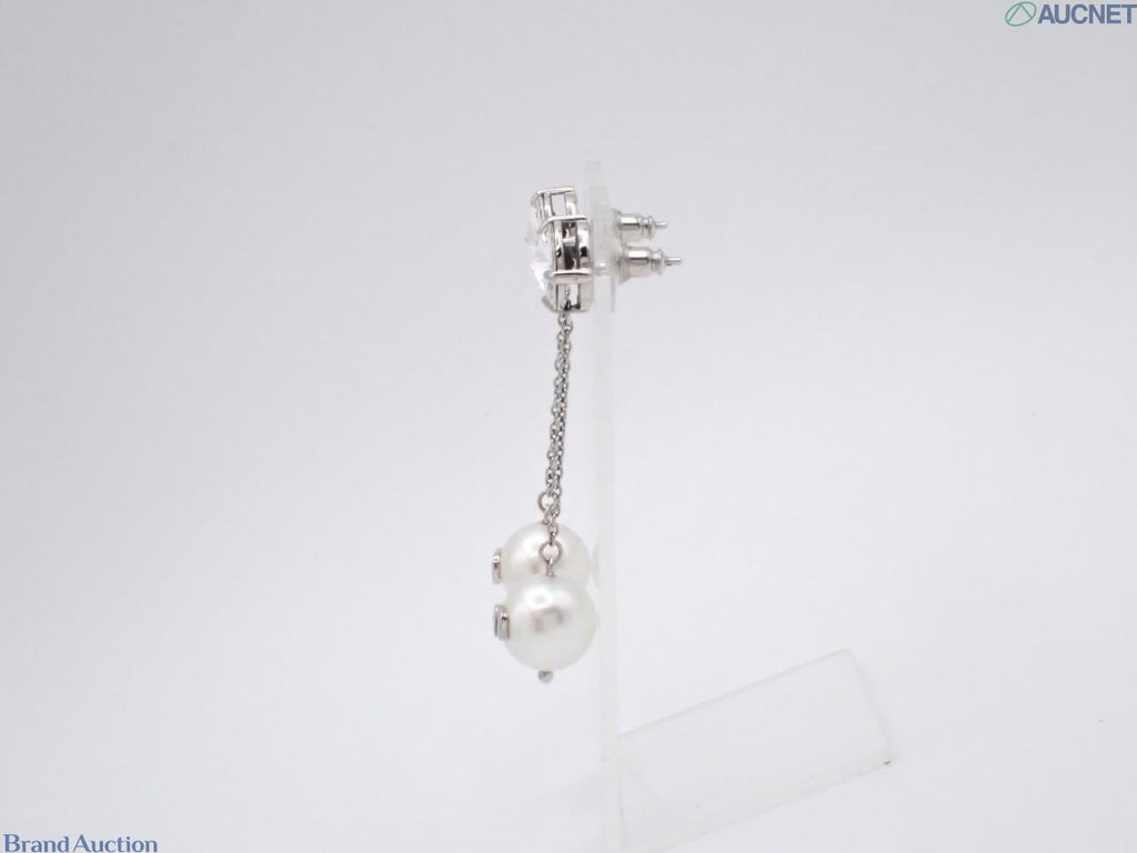 7612 - Miu Miu Solitaire Jewels Earrings Silver White Drop Post Back - Image 3