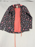 Mossimo Black Floral Print Rain Jacket Coral Zip Womens - Size M / Black / Very Good - Image 1